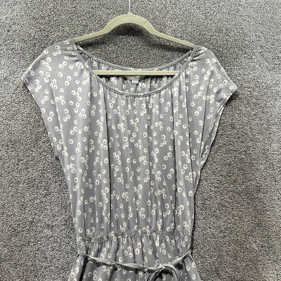 Boden Dress Women‎ 4 Gray Dot Print Cap Sleeve Belted Lightweight Lyocell Cotton - Picture 3 of 11
